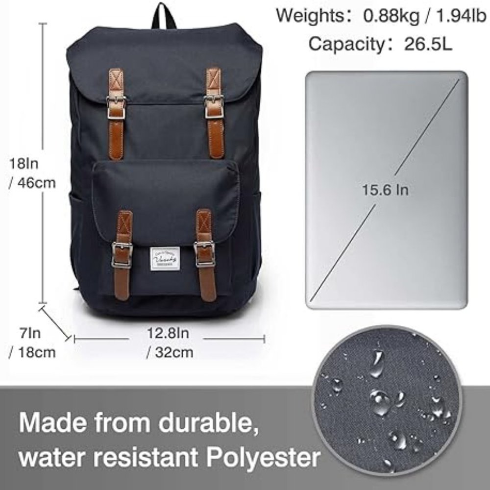 VASCHY School Backpack for Men and Women Casual Travel Backpack Camping Rucksack